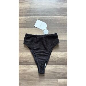 $168 NWT Rumer The Label Cassidy High Waist Bikini Bottom XS Black Textured